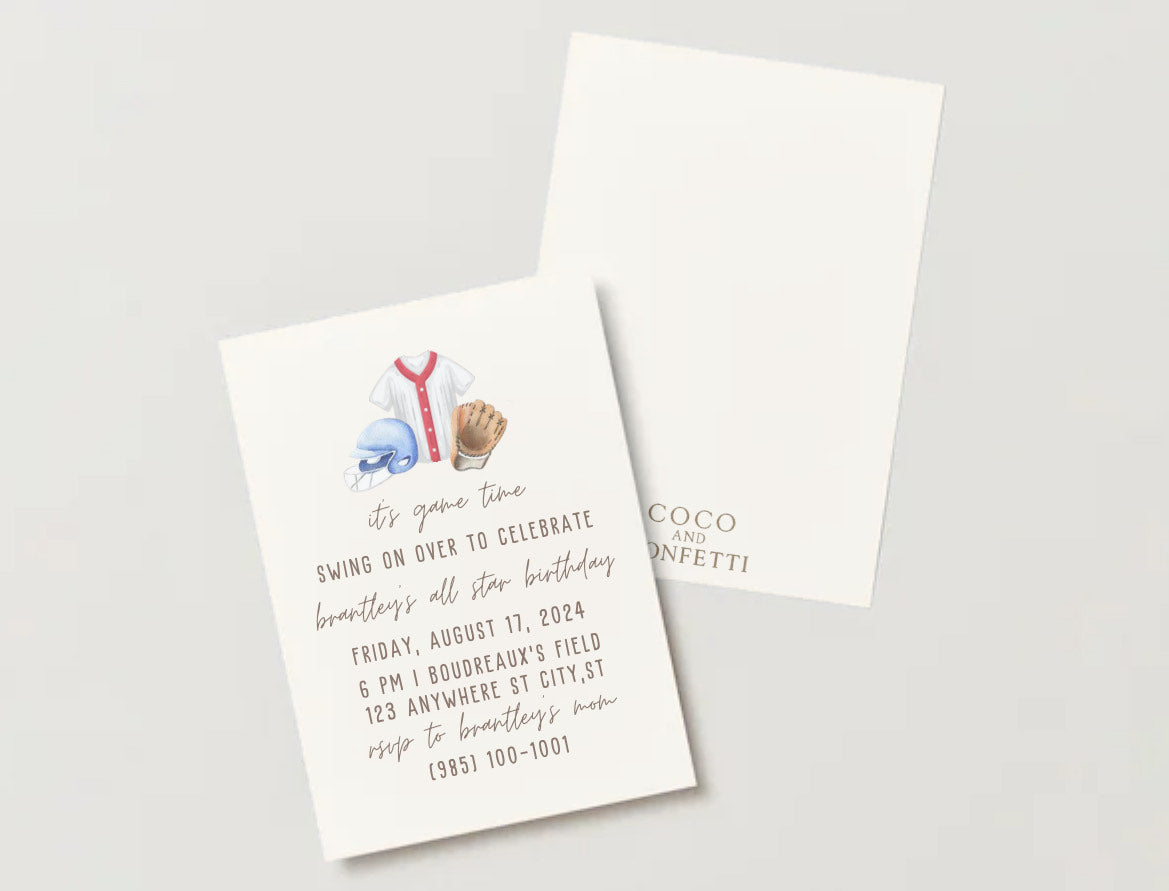 Baseball Birthday Invitation – Digital Download (Editable with Your Info)